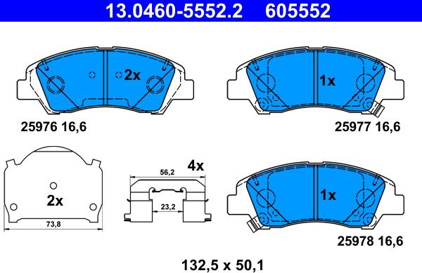 ATE 13.0460-5552.2 - Bremžu uzliku kompl., Disku bremzes ps1.lv