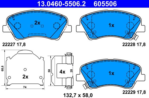 ATE 13.0460-5506.2 - Bremžu uzliku kompl., Disku bremzes ps1.lv