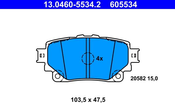 ATE 13.0460-5534.2 - Bremžu uzliku kompl., Disku bremzes ps1.lv