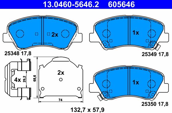 ATE 13.0460-5646.2 - Bremžu uzliku kompl., Disku bremzes ps1.lv