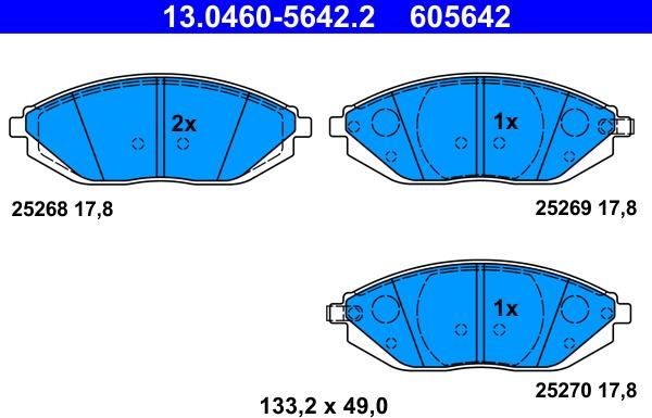 ATE 13.0460-5642.2 - Bremžu uzliku kompl., Disku bremzes ps1.lv