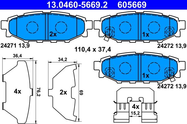 ATE 13.0460-5669.2 - Bremžu uzliku kompl., Disku bremzes ps1.lv