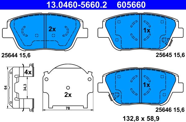 ATE 13.0460-5660.2 - Bremžu uzliku kompl., Disku bremzes ps1.lv