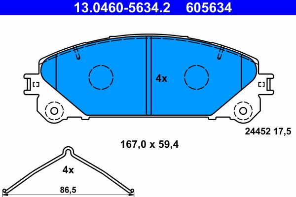 ATE 13.0460-5634.2 - Bremžu uzliku kompl., Disku bremzes ps1.lv