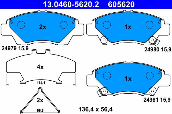 ATE 13.0460-5620.2 - Bremžu uzliku kompl., Disku bremzes ps1.lv