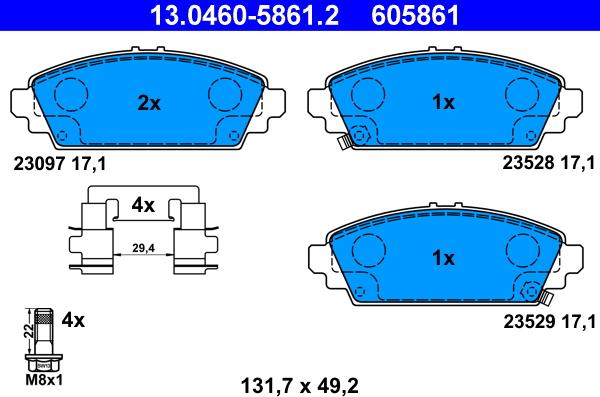 ATE 13.0460-5861.2 - Bremžu uzliku kompl., Disku bremzes ps1.lv