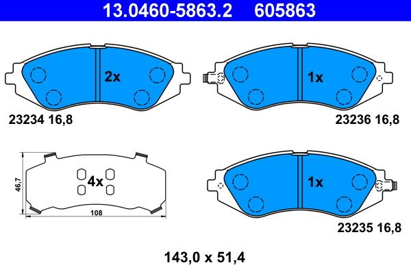 ATE 13.0460-5863.2 - Bremžu uzliku kompl., Disku bremzes ps1.lv