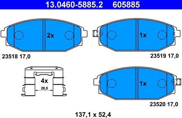 ATE 13.0460-5885.2 - Bremžu uzliku kompl., Disku bremzes ps1.lv