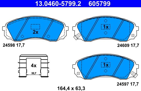 ATE 13.0460-5799.2 - Bremžu uzliku kompl., Disku bremzes ps1.lv