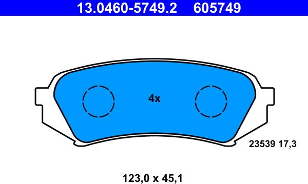 ATE 13.0460-5749.2 - Bremžu uzliku kompl., Disku bremzes ps1.lv