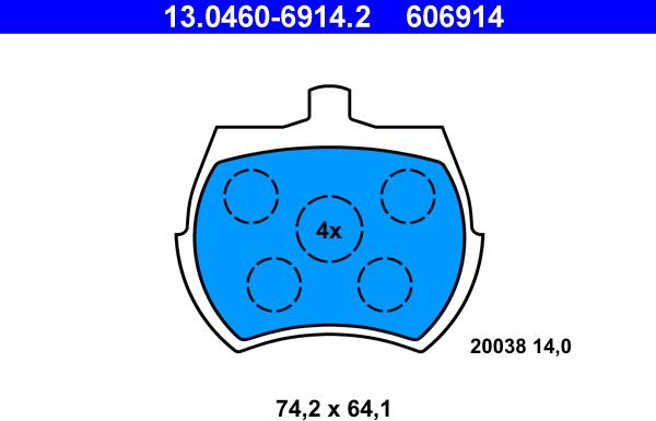 ATE 13.0460-6914.2 - Bremžu uzliku kompl., Disku bremzes ps1.lv