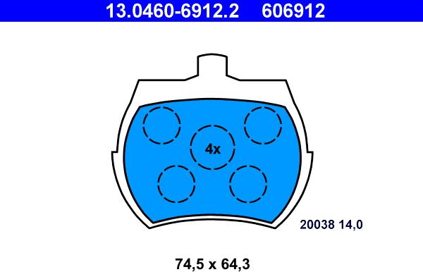 ATE 13.0460-6912.2 - Bremžu uzliku kompl., Disku bremzes ps1.lv