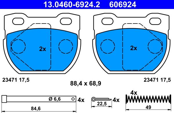 ATE 13.0460-6924.2 - Bremžu uzliku kompl., Disku bremzes ps1.lv