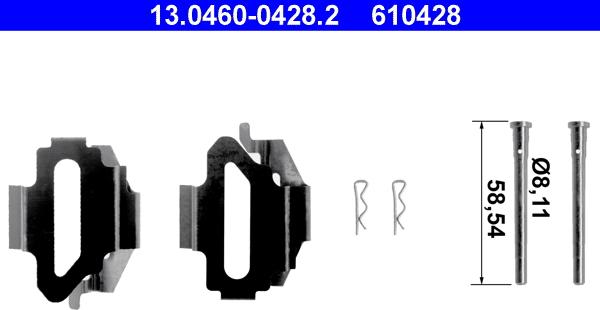 ATE 13.0460-0428.2 - Piederumu komplekts, Disku bremžu uzlikas ps1.lv