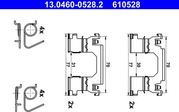 ATE 13.0460-0528.2 - Piederumu komplekts, Disku bremžu uzlikas ps1.lv