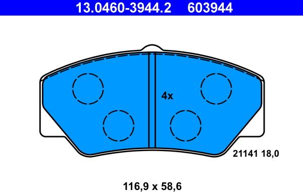 ATE 13.0460-3944.2 - Bremžu uzliku kompl., Disku bremzes ps1.lv