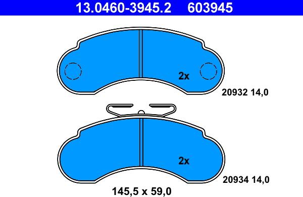 ATE 13.0460-3945.2 - Bremžu uzliku kompl., Disku bremzes ps1.lv