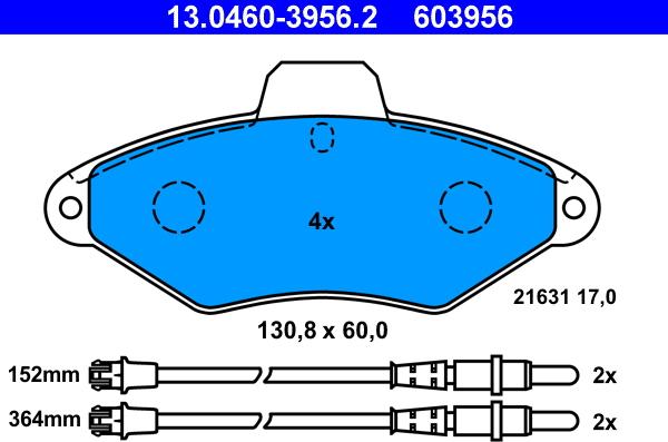 ATE 13.0460-3956.2 - Bremžu uzliku kompl., Disku bremzes ps1.lv