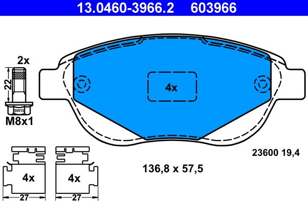 ATE 13.0460-3966.2 - Bremžu uzliku kompl., Disku bremzes ps1.lv