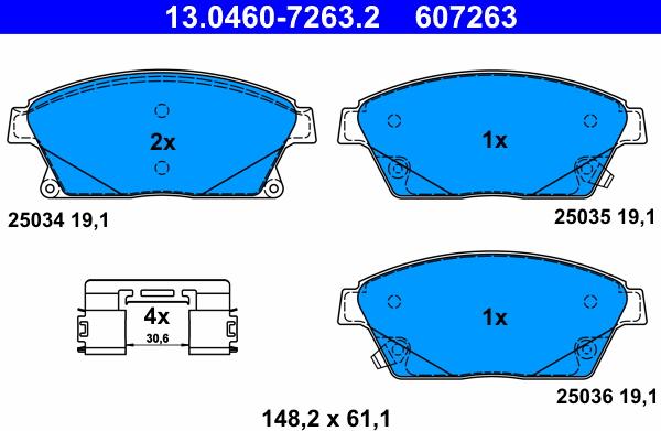 ATE 13.0460-7263.2 - Bremžu uzliku kompl., Disku bremzes ps1.lv