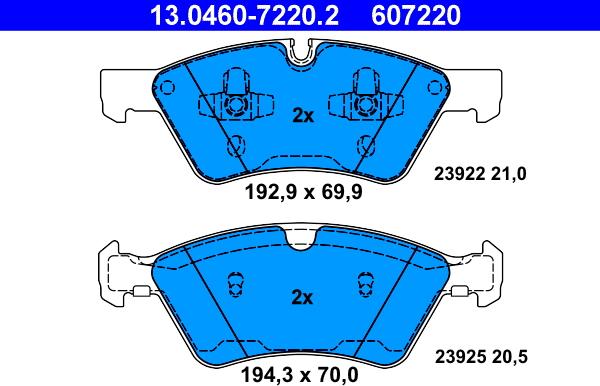 ATE 13.0460-7220.2 - Bremžu uzliku kompl., Disku bremzes ps1.lv