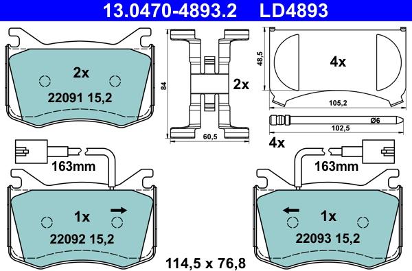 ATE 13.0470-4893.2 - Bremžu uzliku kompl., Disku bremzes ps1.lv