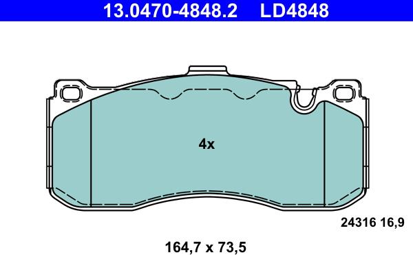 ATE 13.0470-4848.2 - Bremžu uzliku kompl., Disku bremzes ps1.lv