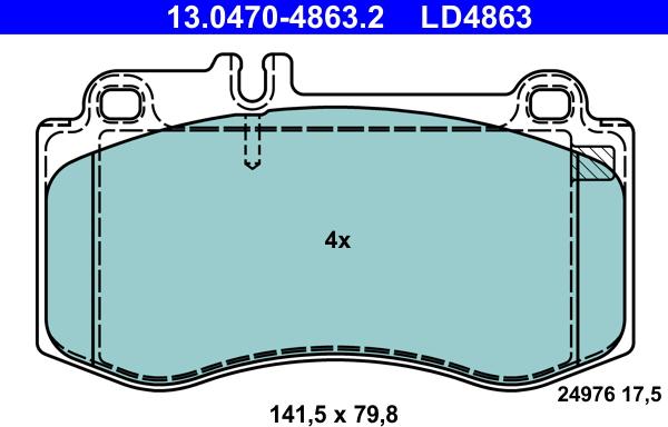 ATE 13.0470-4863.2 - Bremžu uzliku kompl., Disku bremzes ps1.lv