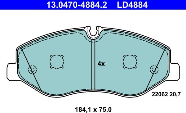 ATE 13.0470-4884.2 - Bremžu uzliku kompl., Disku bremzes ps1.lv