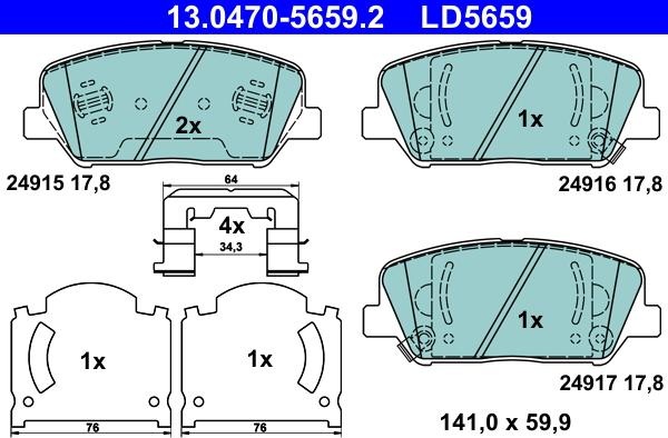 ATE 13.0470-5659.2 - Bremžu uzliku kompl., Disku bremzes ps1.lv