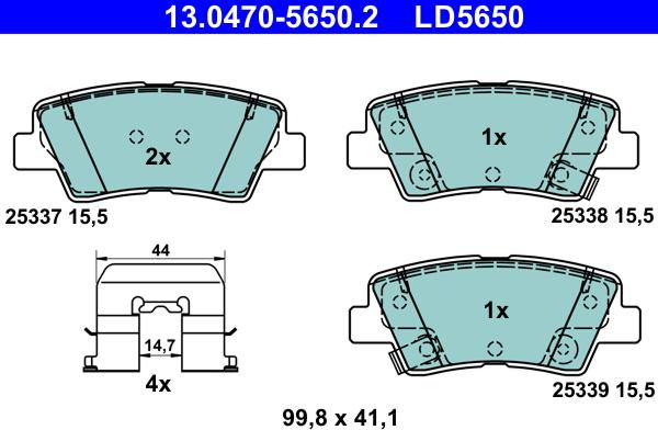 ATE 13.0470-5650.2 - Bremžu uzliku kompl., Disku bremzes ps1.lv