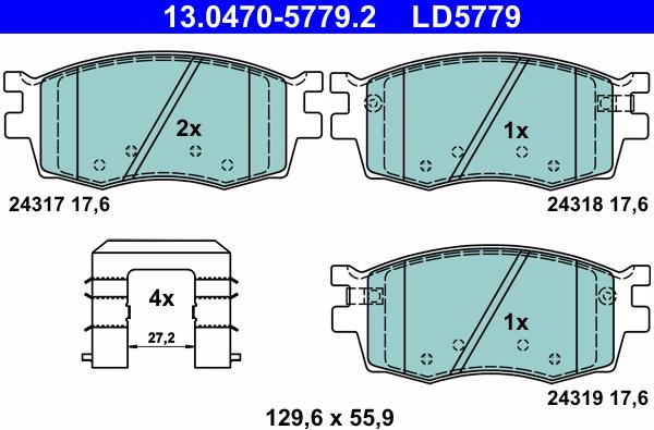 ATE 13.0470-5779.2 - Bremžu uzliku kompl., Disku bremzes ps1.lv