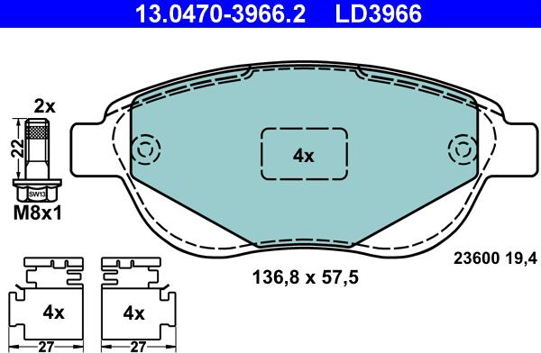 ATE 13.0470-3966.2 - Bremžu uzliku kompl., Disku bremzes ps1.lv