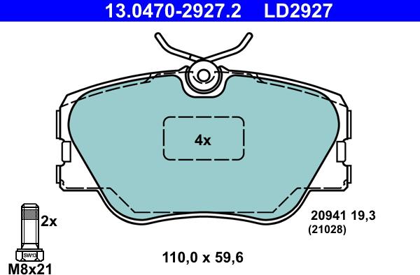 ATE 13.0470-2927.2 - Bremžu uzliku kompl., Disku bremzes ps1.lv