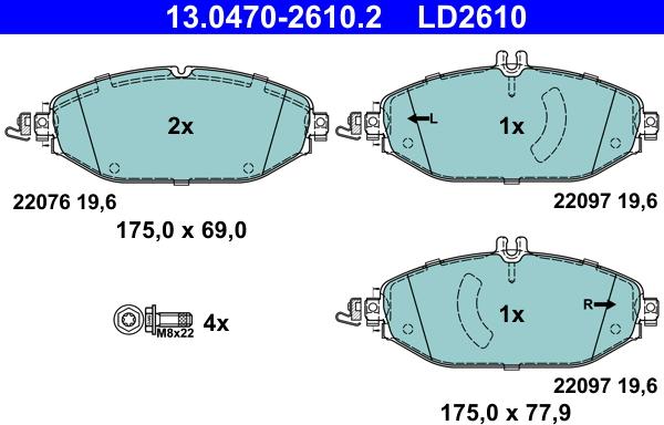 ATE 13.0470-2610.2 - Bremžu uzliku kompl., Disku bremzes ps1.lv