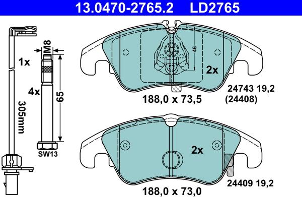 ATE 13.0470-2765.2 - Bremžu uzliku kompl., Disku bremzes ps1.lv