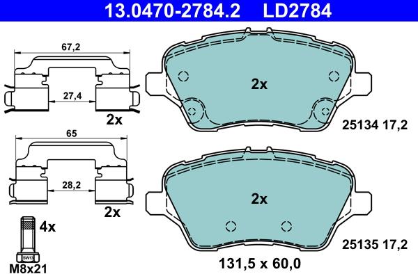 ATE 13.0470-2784.2 - Bremžu uzliku kompl., Disku bremzes ps1.lv