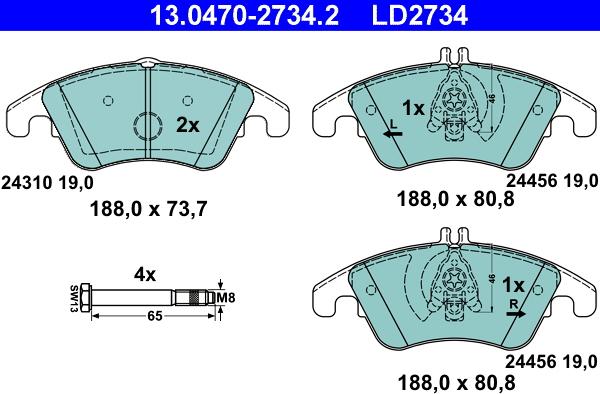 ATE 13.0470-2734.2 - Bremžu uzliku kompl., Disku bremzes ps1.lv