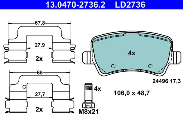 ATE 13.0470-2736.2 - Bremžu uzliku kompl., Disku bremzes ps1.lv