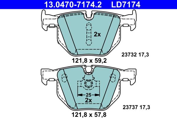 ATE 13.0470-7174.2 - Bremžu uzliku kompl., Disku bremzes ps1.lv