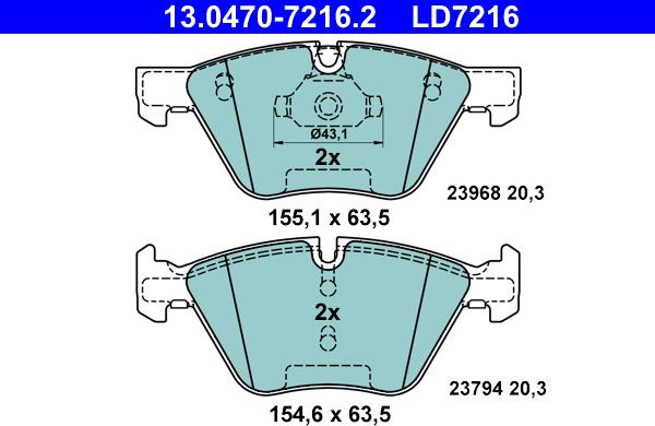 ATE 13.0470-7216.2 - Bremžu uzliku kompl., Disku bremzes ps1.lv