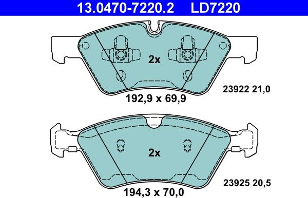 ATE 13.0470-7220.2 - Bremžu uzliku kompl., Disku bremzes ps1.lv