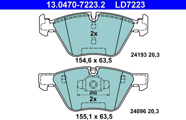 ATE 13.0470-7223.2 - Bremžu uzliku kompl., Disku bremzes ps1.lv