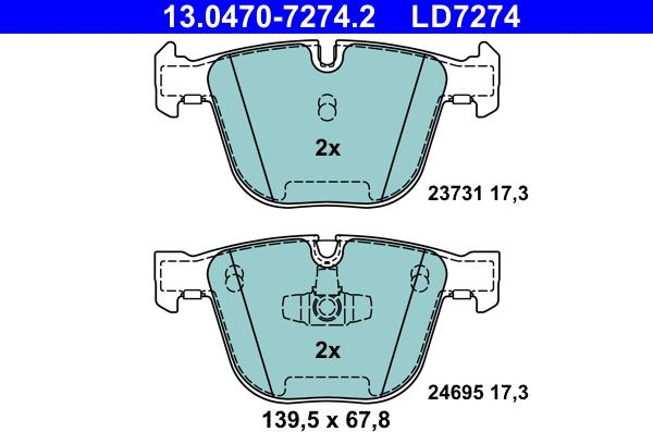 ATE 13.0470-7274.2 - Bremžu uzliku kompl., Disku bremzes ps1.lv