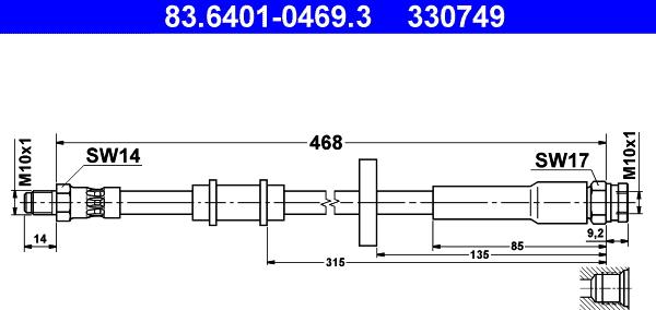 ATE 83.6401-0469.3 - Bremžu šļūtene ps1.lv