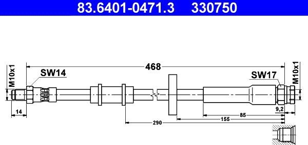 ATE 83.6401-0471.3 - Bremžu šļūtene ps1.lv