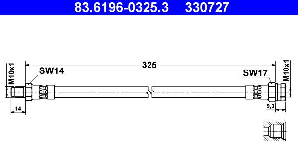 ATE 83.6196-0325.3 - Bremžu šļūtene ps1.lv