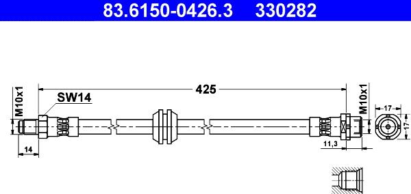 ATE 83.6150-0426.3 - Bremžu šļūtene ps1.lv