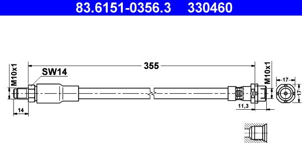 ATE 83.6151-0356.3 - Bremžu šļūtene ps1.lv