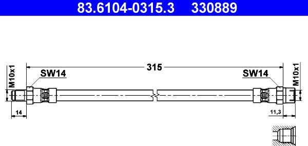 ATE 83.6104-0315.3 - Bremžu šļūtene ps1.lv